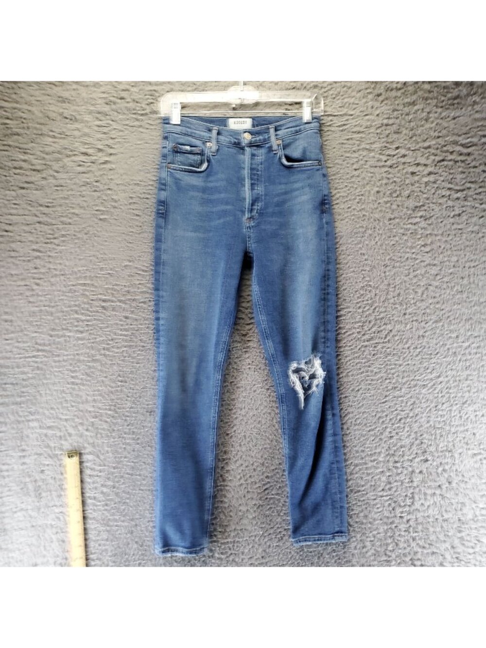 AGOLDE Jeans Womens 25 Blue Nico High Rise Skinny Button Fly Stretch Denim *Read